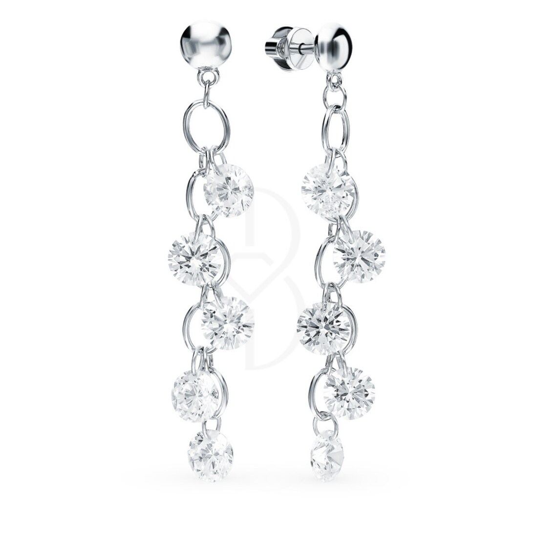 Capri Floating Diamond Stud Earrings- Silver - Oak & Luna